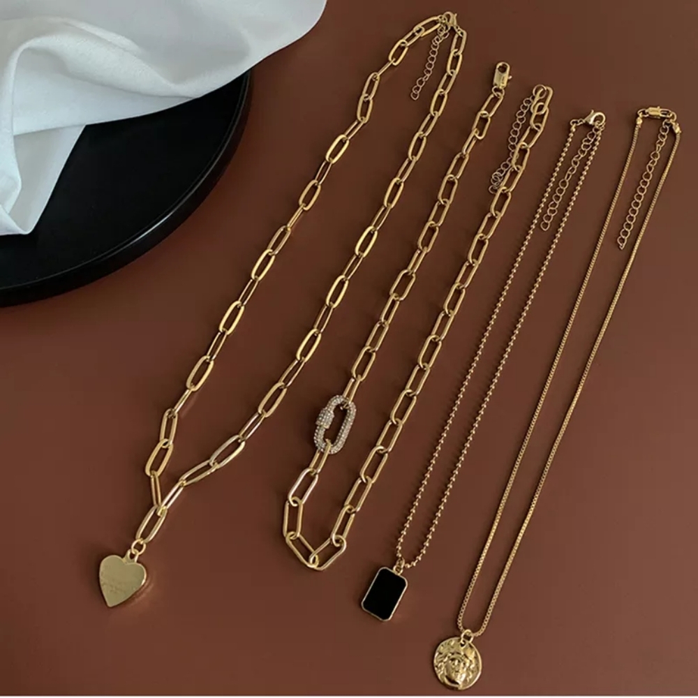 2021 Boho heart ❤  Multi-Layer Choker Collar Pendant Chain Necklace - Picture 6 of 8